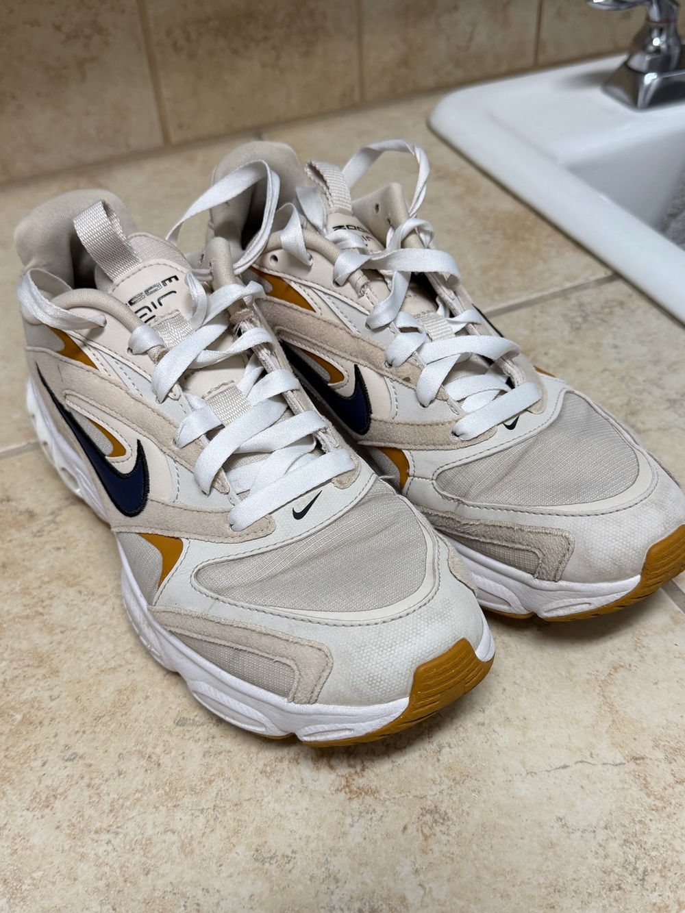 Nike White, Navy and Gold Retro Runner Sneakers